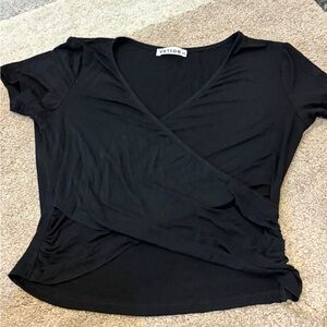 VETIOR Black Modal V-Neck Short Sleeve T-Shirt Size M Women’s